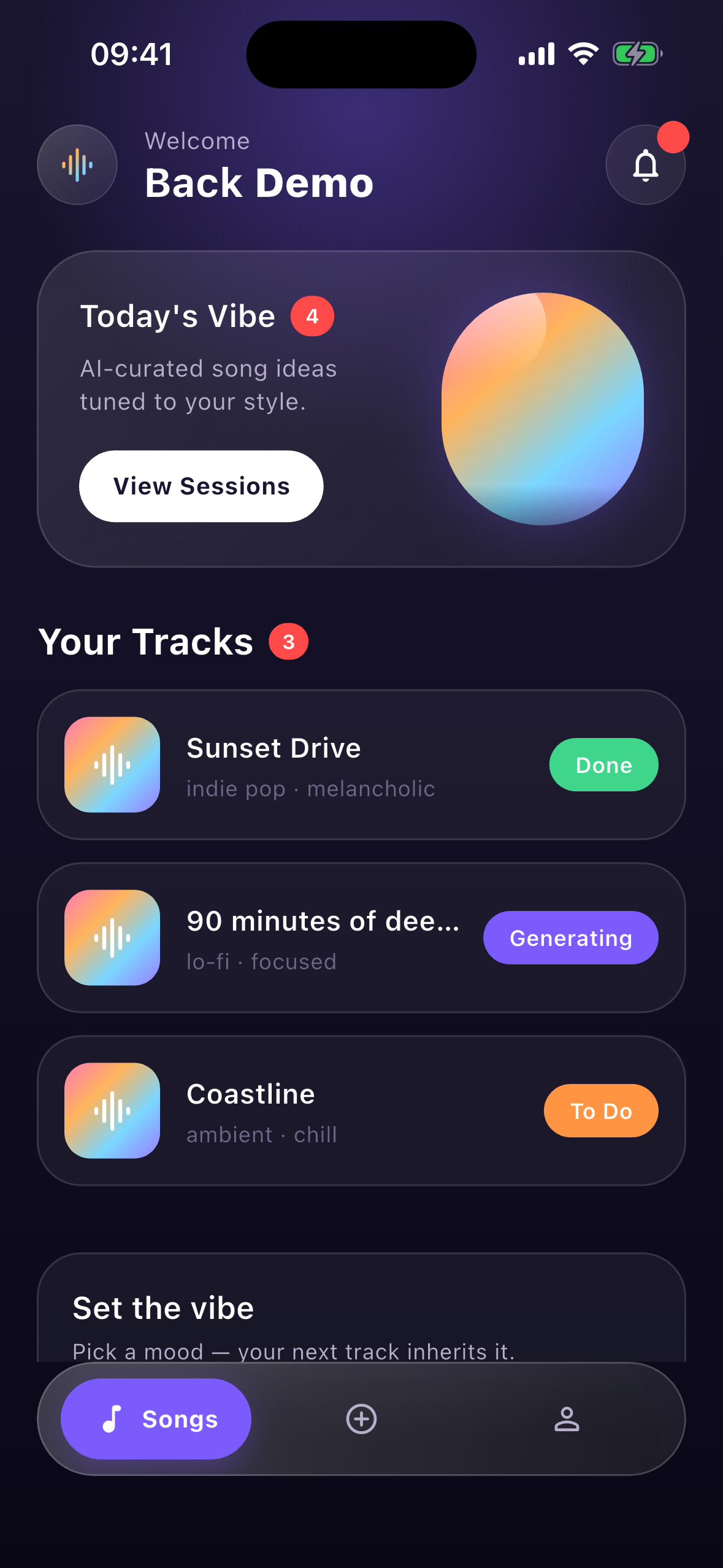 AUVIO home screen